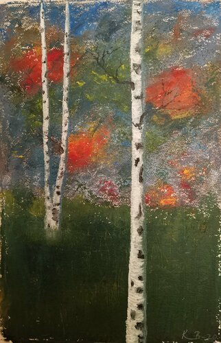 Birch trees van Krister Björklund, Werk op papier te koop op Singulart