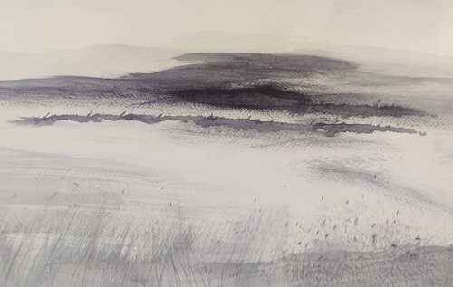 Winnterday by the fen van Krister Björklund, Werk op papier te koop op Singulart