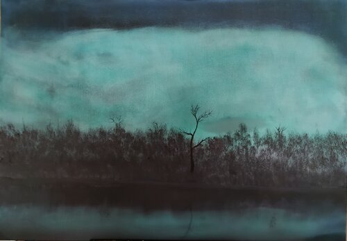 Autumns first Northernlight von Krister Björklund, Malerei kaufen auf Singulart