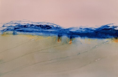 Beyond the mountains blue, lives a longing di Krister Björklund, Pittura in vendita su Singulart