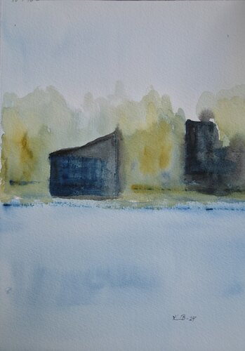Beach plot in spring flood by Krister Björklund, Work on Paper for Sale on Singulart