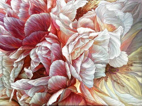 Peonies van Elena Podmarkova, Schilderij te koop op Singulart