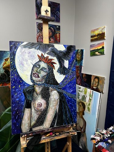Raven Quine van Elena Podmarkova, Schilderij te koop op Singulart