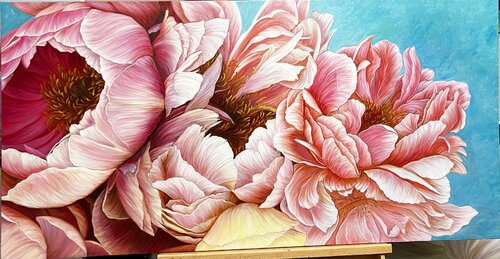 Blooming peonies van Elena Podmarkova, Schilderij te koop op Singulart