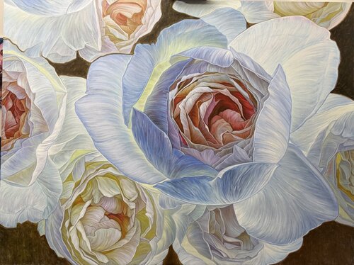 Blue roses van Elena Podmarkova, Schilderij te koop op Singulart