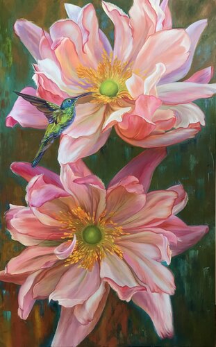 Pink anemones by Elena Podmarkova, 회화 for Sale on Singulart