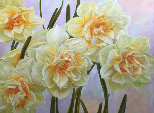Yellow daffodils van Elena Podmarkova, Schilderij te koop op Singulart