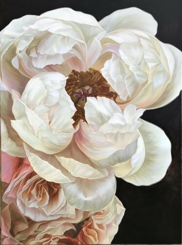 Peonies and roses di Elena Podmarkova, Pittura in vendita su Singulart
