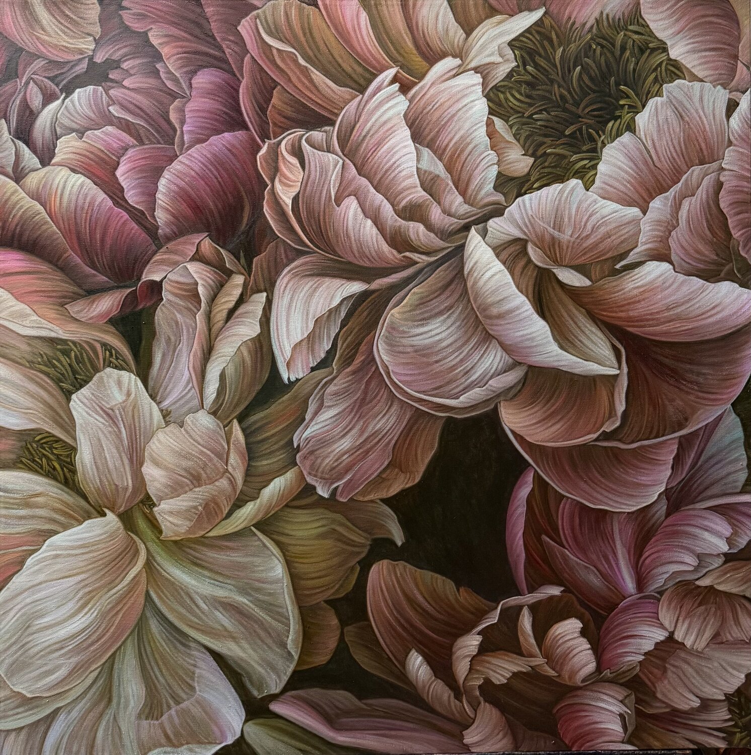Coffee pink peonies Elena Podmarkova