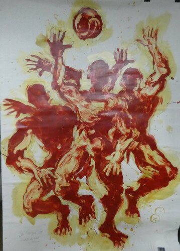 jugando en rojo par juan angel saiz manrique, Dessin en vente sur Singulart