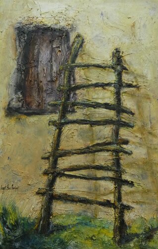 la escalera en la huerta by juan angel saiz manrique, Painting for Sale on Singulart