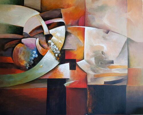 "JARRONES  ABSTRACTOS en NARANJO" by Estela Del Valle Mañez, Painting for Sale on Singulart