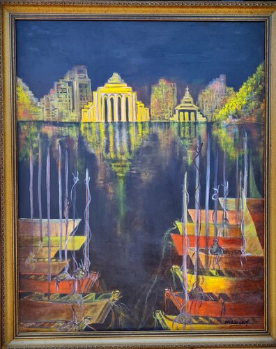 "VALPARAISO DE NOCHE" van Estela Del Valle Mañez, Schilderij te koop op Singulart