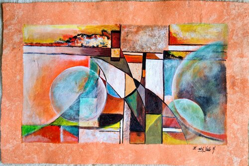 "ABSTRACION  I NARANJA en AMATE" par Estela Del Valle Mañez, Œuvre sur papier en vente sur Singulart