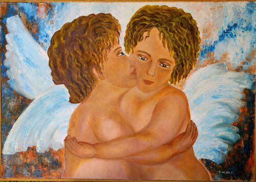 "ANGELES ENAMORADOS" van Estela Del Valle Mañez, Schilderij te koop op Singulart