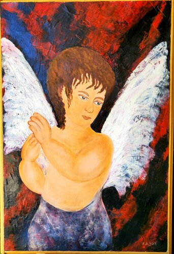 "ANGEL en ROJO" de Estela Del Valle Mañez, Pintura a la venta en Singulart