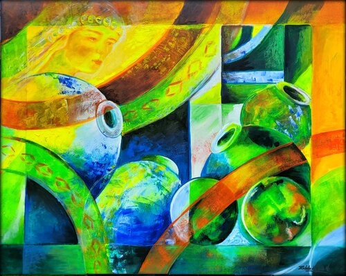 "JARRONES IMAGINARIOS CHILE I" van Estela Del Valle Mañez, Schilderij te koop op Singulart