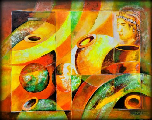 "JARRONES IMAGINARIOS CHILE II" par Estela Del Valle Mañez, Peinture en vente sur Singulart
