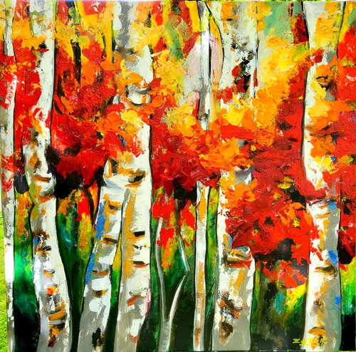 "BOSQUE DE ABEDULES" di Estela Del Valle Mañez, Pittura in vendita su Singulart