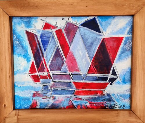 "VELAS e AZUL en PEQUEÑO FORMATO" von Estela Del Valle Mañez, Malerei kaufen auf Singulart