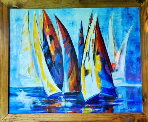 "VELAS EN ALTA MAR" von Estela Del Valle Mañez, Malerei kaufen auf Singulart