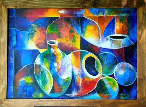 "MIRANDO JARRONES" von Estela Del Valle Mañez, Malerei kaufen auf Singulart