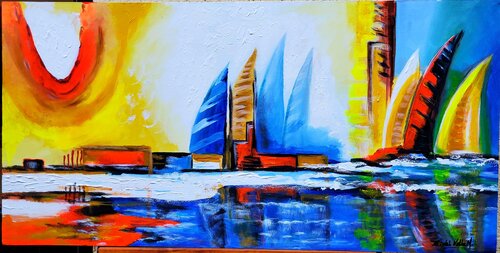 "VELAS EN ALTA MAR II" van Estela Del Valle Mañez, Schilderij te koop op Singulart