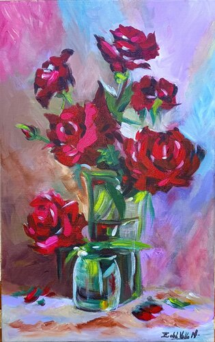 "ROSAS APASIONADAS" von Estela Del Valle Mañez, Malerei kaufen auf Singulart