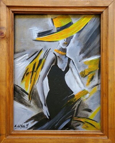 "MUJER en AMARILLO" par Estela Del Valle Mañez, Peinture en vente sur Singulart