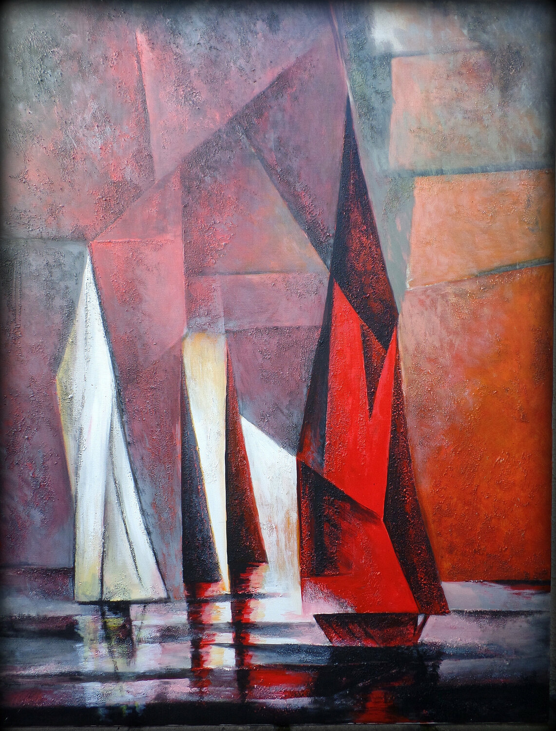 "VELAS TEXTURAS en ROJO" Estela Del Valle Mañez Originalgemälde zu verkaufen