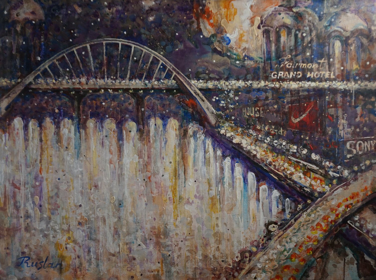 New Bridge Ruslan Pushkash Origineel schilderij te koop