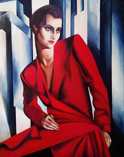 Commission  for a Singulart collector: After Tamara de Lempicka van Kasia Kaldowski, Schilderij te koop op Singulart