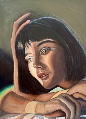 The girl with the shadow di Sanne Rasmussen, Pittura in vendita su Singulart