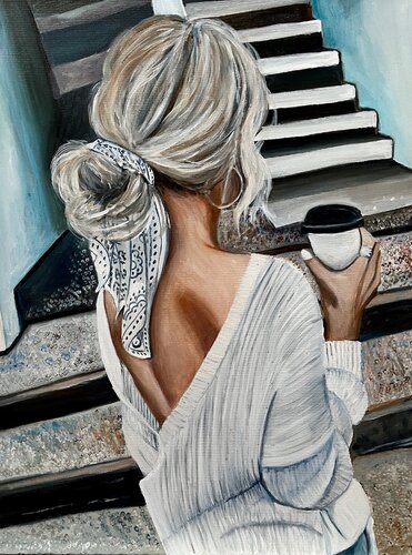 Coffee to go II van Sanne Rasmussen, Schilderij te koop op Singulart