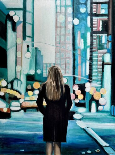 Quiet walk in the city von Sanne Rasmussen, Malerei kaufen auf Singulart