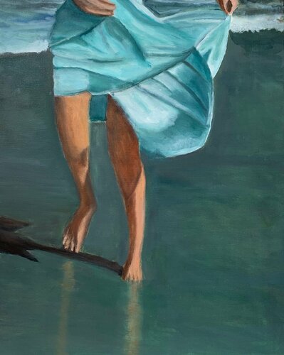 Girl on beach von Sanne Rasmussen, Malerei kaufen auf Singulart