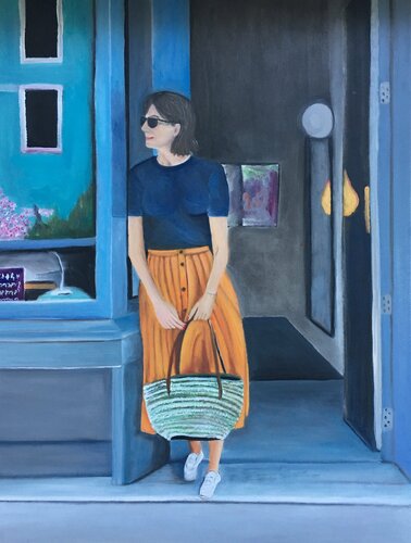 The girl with the orange skirt de Sanne Rasmussen, Pintura a la venta en Singulart