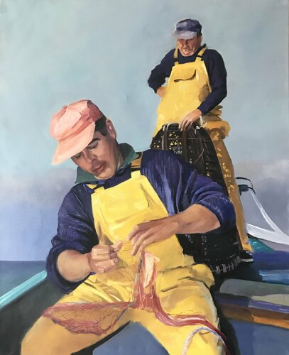 Sortie de pêche. di Cécile Guth, Pittura in vendita su Singulart