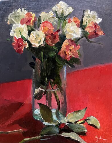 Bouquet de roses von Cécile Guth, Malerei kaufen auf Singulart
