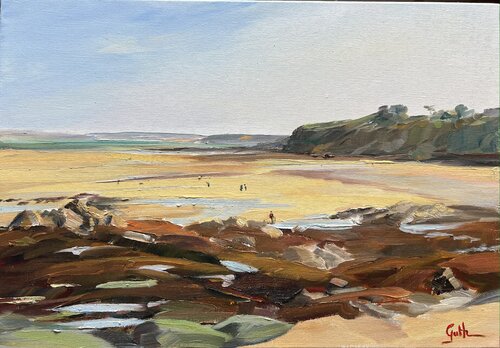 La plage du moulin à Etables-sur-mer van Cécile Guth, Schilderij te koop op Singulart