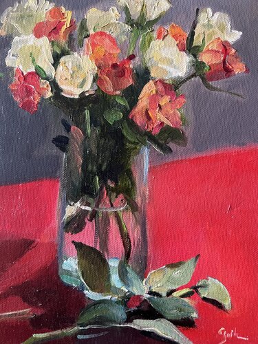 Les petites roses by Cécile Guth, Painting for Sale on Singulart