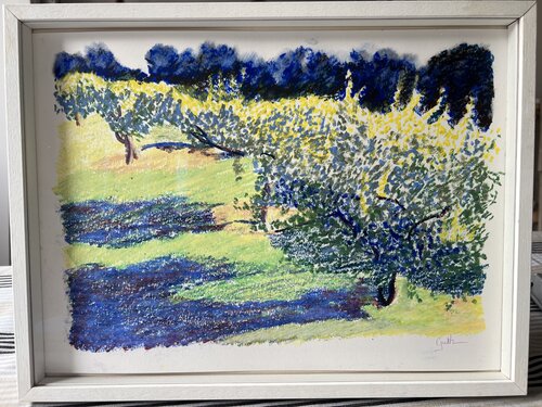 Oliviers bleus par Cécile Guth, Dessin en vente sur Singulart