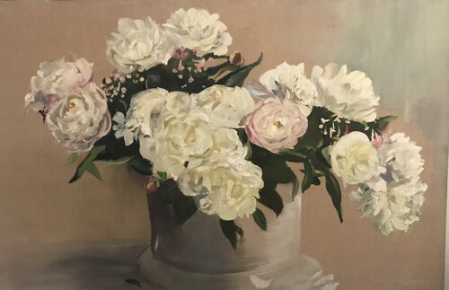 Le bouquet de pivoines blanches van Cécile Guth, Schilderij te koop op Singulart
