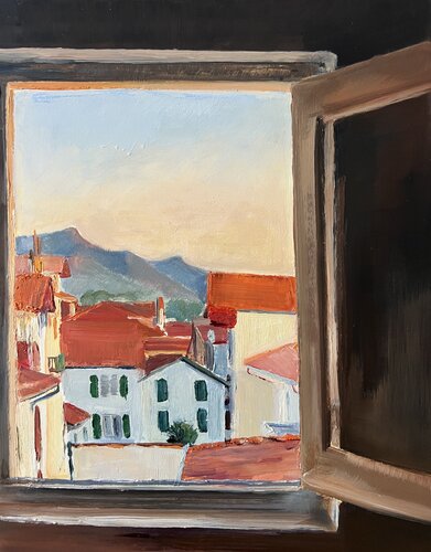 La Rhune depuis St Jean de Luz de Cécile Guth, Pintura a la venta en Singulart