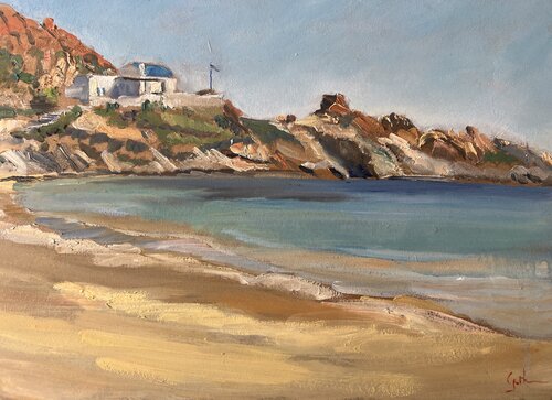 Plage des Cyclades, Agios Sostis à Sérifos de Cécile Guth, Pintura a la venta en Singulart