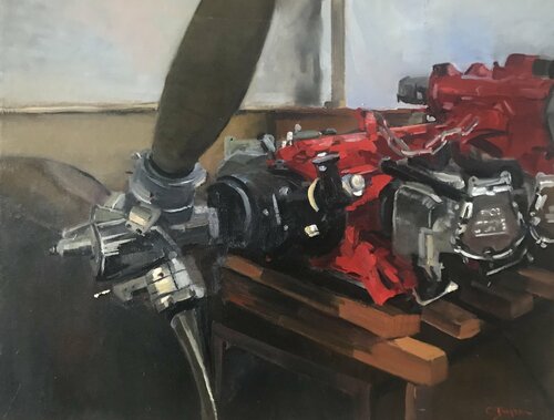 le moteur rouge van Cécile Guth, Schilderij te koop op Singulart