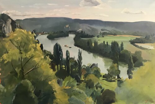 Vue de la Seine près des Andelys de Cécile Guth, Pintura a la venta en Singulart