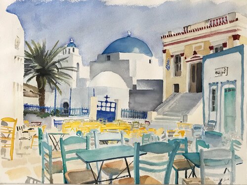 Chora Sérifos de Cécile Guth, Obra en papel a la venta en Singulart