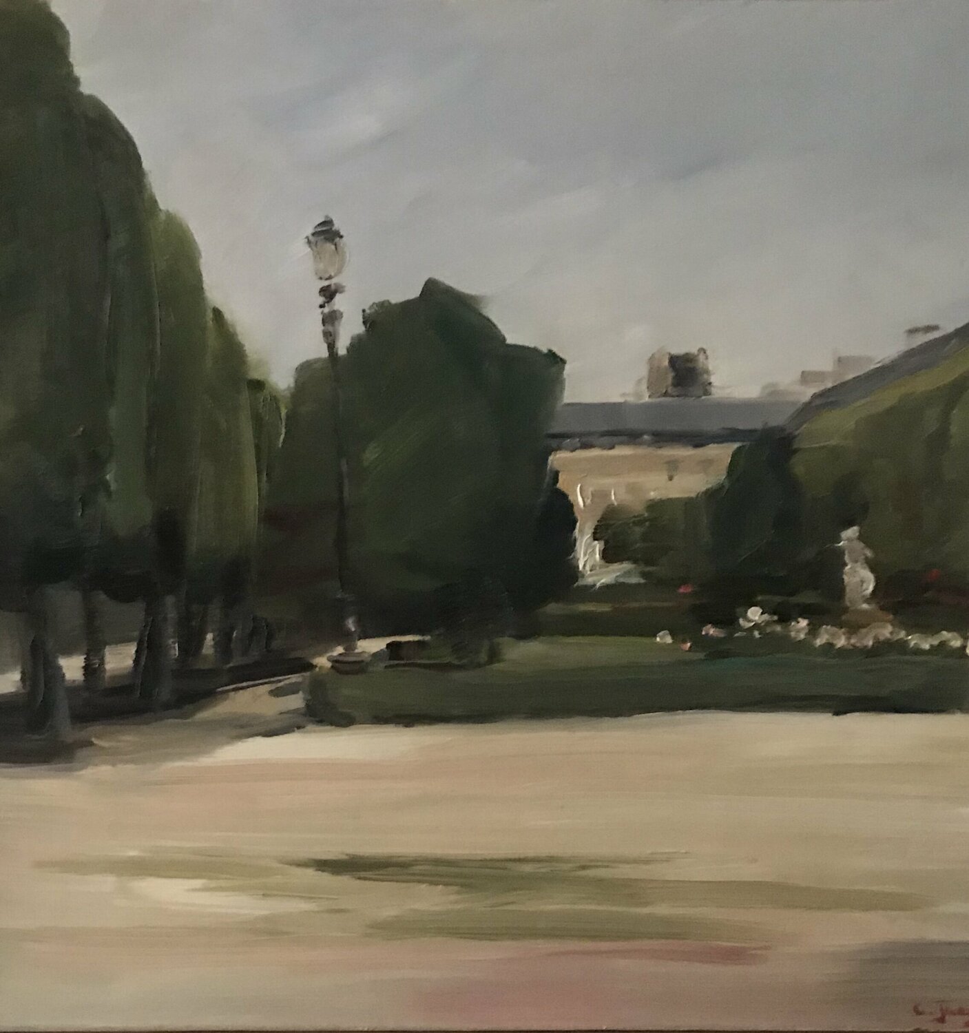 Le jardin du Palais Royal à Paris Cécile Guth Originalgemälde zu verkaufen