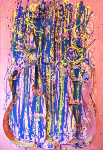 Chitarra e colori di Giuseppe Zumbolo, Pittura in vendita su Singulart